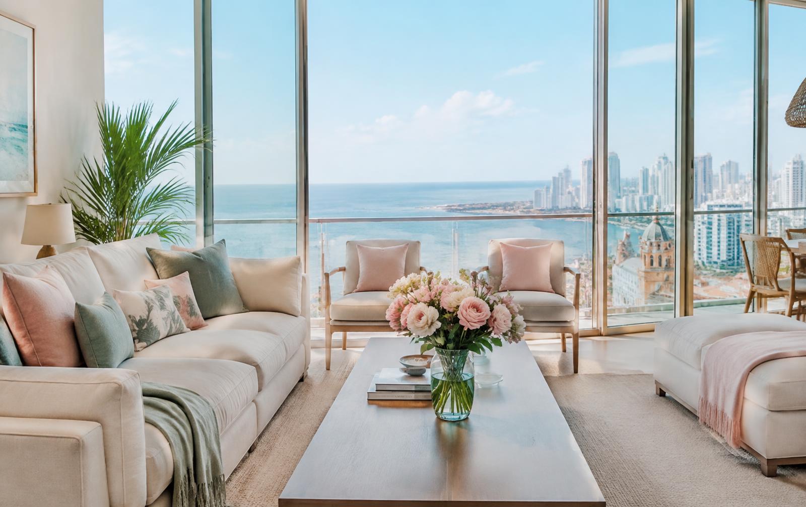 Ocean view living room in Cartagena